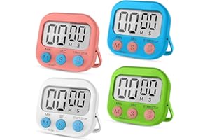 Momowin 4 Pezzi timer cucina digitale, Timer digitale a 4 colori per il cronometraggio e il conto alla rovescia, per la cucina, il bagno, il fitness