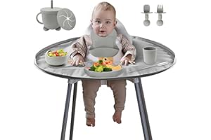 CUBTEM Lot de 13 Set Bavoirs Bebe, Plateau à Fixer à La Chaise Haute,Bol Cuillere Bebe,Bavoir Silicone Bebe,Assiette Ventouse Pour Bébé,Enfant Set Couverts Vaisselle Pour Sevrage Manger