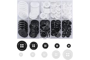 QEAPUG 160 Pièces Boutons Noir Blanc, Boutons de Chemise, Boutons 4 Trous, Boutons Ronds pour Coudre d'Artisanat (160pcs noir et blanc)