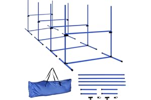 PawHut Agility Hürdenset Slalom Stangen Hunde Training Set 4 x Hürden, Kunststoff, Blau, 95x65x95cm