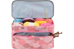 ONBAGLST Häkelhaken-Etui mit Reißverschluss und Stecktaschen für Häkelnadeln Garnaufbewahrung Organizer Tote Bag Knitting Bag Cuboid mit Reißverschluss und Tasche für Stricken Häkeln Projekt