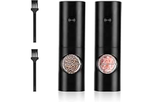 Elektrische Salz und Pfeffermühle Set Ninonly Elektrische Pfeffermühle Salzmühle Einstellbare Grobheit mit LED-Licht Bürste Automatisches Pfeffer und Salzmühle Nachfüllbar