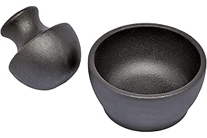 Zassenhaus Mano 076127 moździerz do przypraw z żeliwa, emaliowany, w kolorze czarnym, wymiary: 10 cm x 10 cm x 7,5 cm