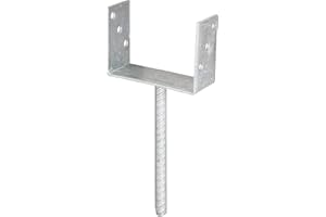 Alberts 214302 U-Pfostenträger | mit Betonanker aus Riffelstahl | feuerverzinkt | lichte Breite 141 mm | Länge Betonanker 200 mm