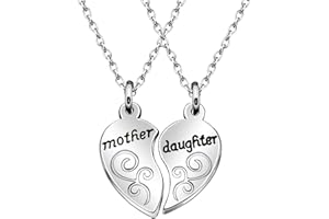 AGR8T Collana con ciondolo Set Madre Figlia 2 Pezzi Ciondolo Gioielli di Famiglia Cuore Regalo Festa di Compleanno per la Festa della Mamma