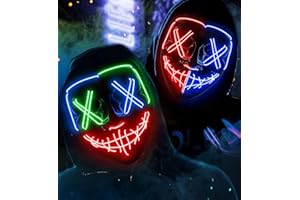 AnanBros Máscara de Halloween con luz LED que brilla en la oscuridad, 3 modos de iluminación para juegos de disfraces, cosplay y fiestas