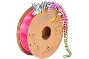 Sovol PLA Filament Silk Tri Color Co-Extrusion 1.75mm, 3D Printer Filament 1kg/ 2.2lbs, Shiny Silk Rose Blue Yellow 3 in 1 Coextrusion PLA Material +/-0.03mm