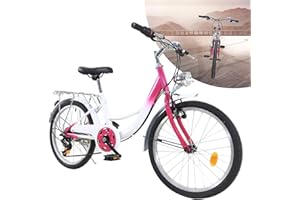 Donened Bicicletta per bambini da 20 pollici, biciclette a 6 marce, con parafango e lampada, bici da città Cruiser Bike per bambini e ragazzi per altezza da 57 a 64 pollici