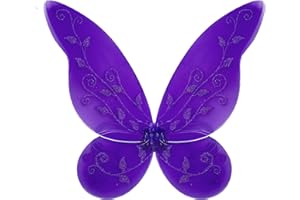 CARNAVALIFE Alas de Hada Duende Elfo Niña Mujer, Alas para Disfraz Hada Niña Mujer, Alas de Hada Niña Adulto, Disfraz Princesa,Alas de Mariposa,Alas de Campanilla (ala Hada Morada)