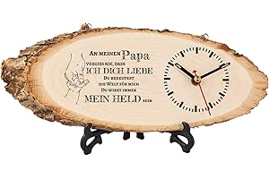KAAYEE Vatertagsgeschenk für Papa, Gravieren Wanduhr Holz Papa Geschenk Geburtstag, Geschenke zum Vatertag Von Tochter Sohn, Vatertag Geburtstagsgeschenk für Papa (Papa)