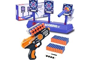 FOR21JOYS Jouet Pistolet et Cible pour Nerf,Cible avec Pistolet et 60 fléchettes,Noël Cadeaux d'anniversaire Jouets pour 6 7 8 9 10 Ans Enfant garçon SBL-01