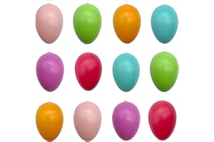 MIJOMA Huevos de Pascua para colgar y decorar al aire libre, de plástico, 12 unidades, 6 x 4 cm, colores pastel