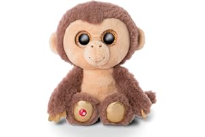 NICI 46945 Original - Glubschis Hobson 15 cm - Cuddly toy monkey with big eyes - Fluffy plush toy with glitter eyes - cuddly toy for cuddly toy lovers, brown/beige