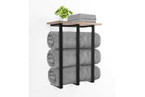 Whimsii Towel Rack Wall Mounted With Shelf, Bathroom Towel Storage For Rolled Towels, Perfect Organizer For Small Bathrooms, 3 Sturdy Iron Bars & Supports 25kg Weight