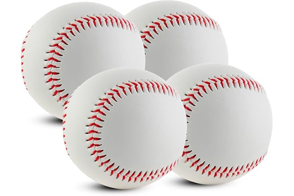 BYZESTY 4 stycken baseballbollar 25 cm (9 tum), handsydda baseballs, mjuka baseballs, träningsbasebollar, professionella baseballbollar för vuxna och tonåringar, professionella basebollspel