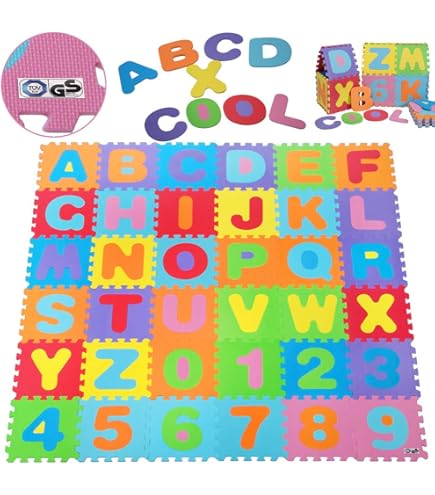 Tappeto Puzzle Bambini In EVA - 142x114cm, 18 Piastrelle, Color Bianco-Rosa-Grigio - Foto 7