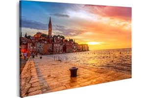 ISLANDBURNER Obraz na płótnie Piękny zachód słońca w Rovinj na wybrzeżu Adriki Chorwacji obraz ścienny obraz na płótnie plakat