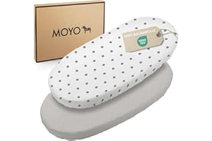 ‎MOYO MOYO Baby Spannbettlaken 90x55 cm I 2er Set I Bettwäsche in Grau I Atmungsaktive Spannbettlaken Babybett I Matratzenbezug für Beistellbett & Kinderwagen I Bettbezug für runde & eckige Matratzen