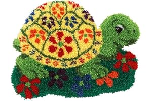 XUJINGJIE Tapis noué à nouer soi-même - Kit de fabrication de tapis - Broderie inachevée - Avec motif imprimé sur toile - Pour décoration de la maison, tortue