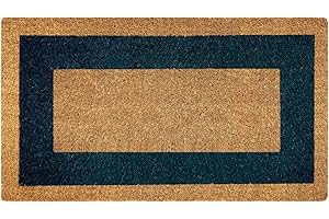 Acomoda Textil - Felpudo de Coco Natural Ecológico con Cenefa, Resistente y Antideslizante. Felpudo Ideal para Interior y Exterior de Casas y Comercios. (40x70 cm, Azul)