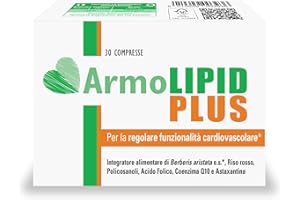 Armolipid Plus 30 Compresse, Integratore Alimentare con Berberis Aristata, Riso Rosso Fermentato, Acido Folico, Policosanoli, Coenzima Q10 e Astaxantina