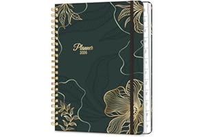 LONELY OAK 2026 Diary A5 Week to View, Spiral Bound Weekly and Monthly Agenda Planners with Tabs, Daily Calendar 2026 Planner from Jan. to Dec., Hardcover Habit Tracker Journal 6.18" x 8.5"(Black Gold)