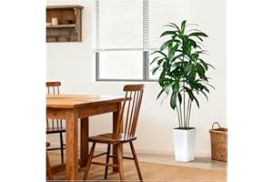FSOHOI Artificial Dracaena Plant Indoor 5FT Fake Tree with White Tall Planter, Tall Fake Floor Plant in Pot, Artificial SilkPlant for Home Decor Office Living Room Porch Patio Housewarming(5 Trunks 150CM)