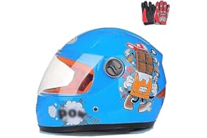 ZJRA Motocross Casque pour Les Enfants, Casque De Moto pour Les Enfants, Garçons Et Filles, Style De Bande Dessinée Demi-Casque, Sports De Plein Air, Pare-Soleil pour 3-8 Ans Enfants,Bleu