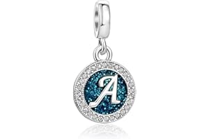 KunBead Jewelry Letter Charms Initial Dangle Alphabet Blue Love Crystal Beads for Charm Bracelets for Women