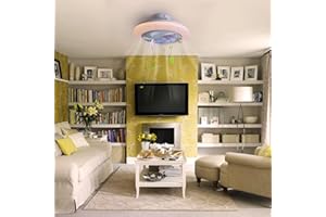 YUNZI Silenzioso Lampada LED con Ventilatore da Soffitto RGB Dimmerabile Ventilatore da Soffitto con Luce E Telecomando ＆ Bluetooth Altoparlante Musicale per Cameretta Soggiorno La Festa-B