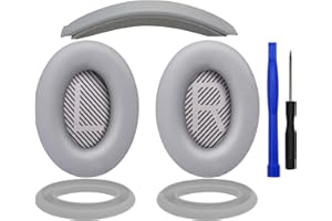 SOULWIT Cuscinetti Auricolari + Fascia + Protezione in Silicone per i Padiglioni Auricolari, Kit di Ricambio per Bose QuietComfort 35 QC35, QC35 ii Cuffie (Argento)