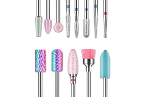 DEPVKO 13 punte per unghie, punte da 3/32 pollici per unghie, punta per unghie per cuticole, punta per trapano in carburo di tungsteno per manicure e pedicure, salone di casa