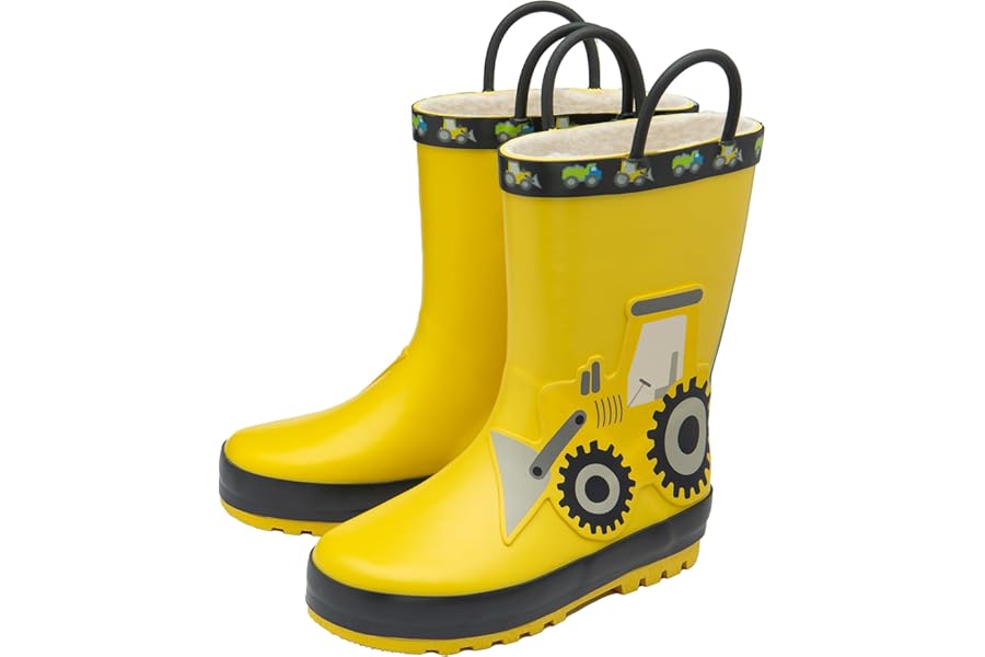 NorthSole Kids Wellies Boys & Girls Childrens Rubber Wellington Boots With Easy Pull On Handles Fleece Lined