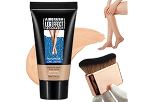 SHEBEEDO Leg Makeup Full Coverage & Brush Bundle,Leg Makeup To Cover Veins Concealer For Mature Skin,Long Lasting Smooth Tone Body Make up,Washable Off Instant Tan Water resistant No Transfer(#02)
