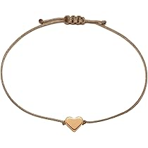 Bracciale Regolabile Con Ciondolo Cuore Oro Rosa, Fatto A Mano In Germania, Su Nastro In Tessuto, Idea Regalo - 3