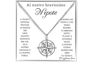 Bramart Collana Uomo con Ciondolo Bussola Bravissimo Figlio Nipote Idee Regali per lui per Natale compleanno - Cofanetto con DEDICA incluso