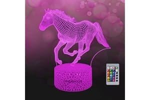 DREAMOON Pferde Mädchen Geschenk, Pferd 3D Nachtlicht für Kinder, Pferd 3D Lampe mit 16 Farben Fernbedienung, Pferde Geschenke für Mädchen 10, 9, 8, 7, 6 Jahre, Geschenk Mädchen 7 Jahre
