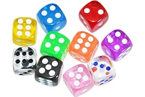 SmartDealsPro Paquete de 10 dados transparentes D6 de seis caras de 16 mm para DND, MTG, RPG, Tenzi, Yahtze, Bunco, juegos de mesa y enseñanza de matemáticas
