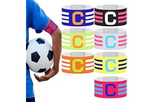 TOKSEO 7 Stück Kapitänsbinde Fussball, Multicolor Verstellbarer Elastischer Klettverschluss 'C' Schlieren Kapitänsbinde Junior für Erwachsene (7 Farben)