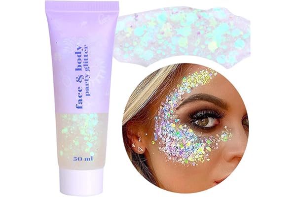 Gel Paillettes corps 50g, liquide scintillant épais de sirène, gel scintillant à paillettes longue durée pour anniversaire de mascarade de festival # blanc