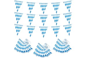 SMDBZDA 30m Oktoberfest Deko Wimpelkette Blau Weiß Girlande, 3 Stück 10m Oktoberfest Wimpelkette Bayrische Deko, Flagge 20 x 30 cm, Oktoberfest Deko für Oktoberfest Party Hausgarten Bar Bierzelte Bierfest