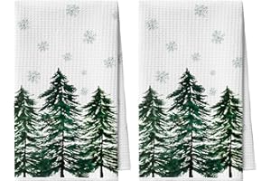 Artoid Mode Płatki śniegu, sosny, Boże Narodzenie, do baru, ręczników kuchennych, ścierek do naczyń, 42 x 65 cm, z mikrofibry, chłonne, do czyszczenia, dekoracja, zestaw 2 sztuk