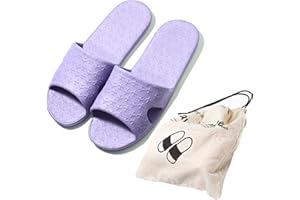 Anmerl Chaussons de Voyage Antidérapants - Sandales de Douche Rapide Séchage Hommes Femmes, Pantoufles Pliables avec Sac de Transport Léger pour Plage/Piscine/Hôtel
