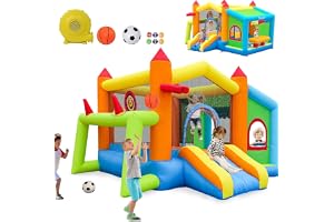 FBSPORT hoppborg utomhus med fläkt hoppborg inomhus, hoppborgar för barn Bounce Castle med leksaksmarknad fotboll skjuta