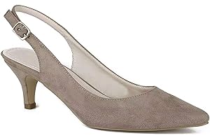 Greatonu Pointed Toe Sandals Slingback Kitten Heel Pointed Toe Pumps
