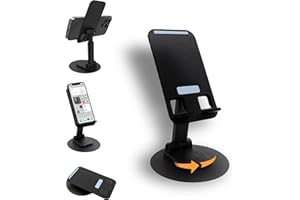 ‎AITODOS TA AiTodos® Regulowany Uchwyt na Telefon do Biurka, Obrót 360° i Podstawa Antypoślizgowa, Uniwersalny Podstawka do Wideorozmów, Kompatybilny z iPhone 15-13, Samsung Galaxy S23/S22, Czarny