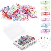 UCLEVER 50pcs Fabric Sewing Pegs 100pcs Crystal Head Pins Multi-color Sewing Accessories DIY Sewing Tweezers