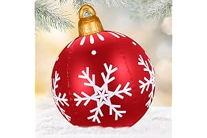 AORIHER Bolas Inflables de Navidad de PVC de 23,6 Pulgadas Ornamento Gigantes Decorada Extra Grande Bolas Navideñas de Exterior (Copo de Nieve)