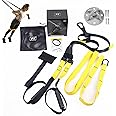 Coocicyi Suspension Trainer Kit, Sling Training with Door Anchor, Adjustable Multifunctional Fitness Band Set for Home Gym and Outdoor Professional Full-Body Workouts 6pcs (Black Yellow)