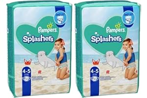 FANCY LABELS Swim Nappies Bundle with 2X Pampers Splashers Disposable Swim Nappies Size 4-5 11 per Pack, Total of 22 Swimming Nappies